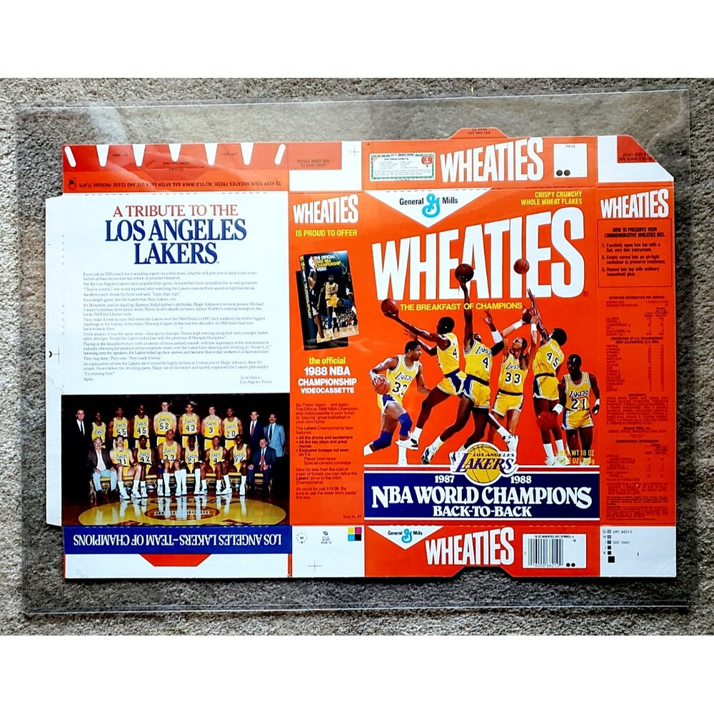 1988 Wheaties LOS ANGELES LAKERS NBA World Champions UNMADE Flat Production Box